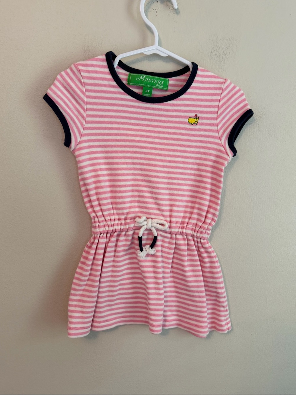 Masters Pink & White Striped Dress with Navy Trim